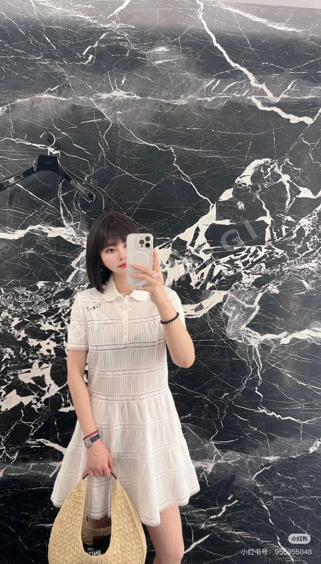 셀린느 레이스 펀칭 패치워크 반팔 원피스 상세 이미지 9
