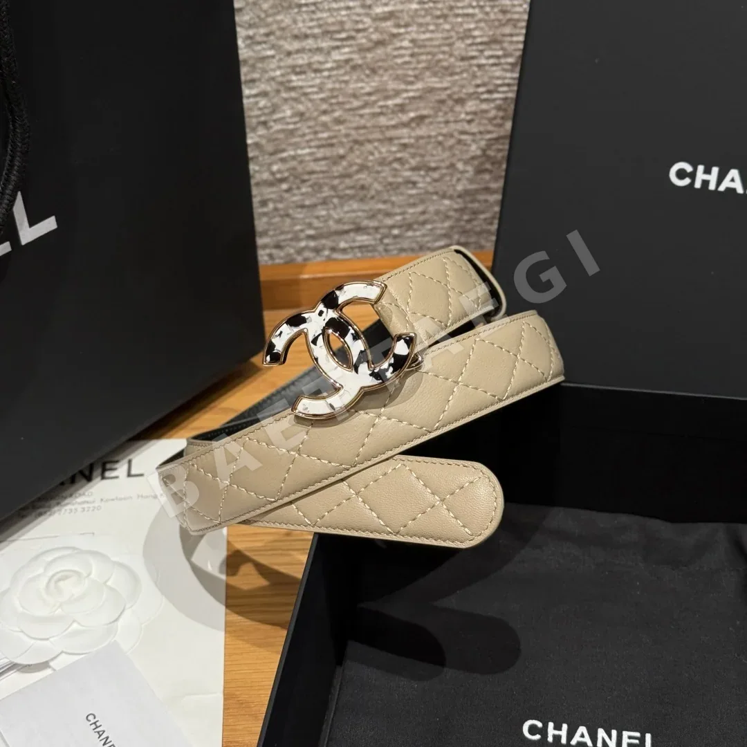 샤넬 더블 C 메탈 로고 램스킨 벨트 상세 이미지 2