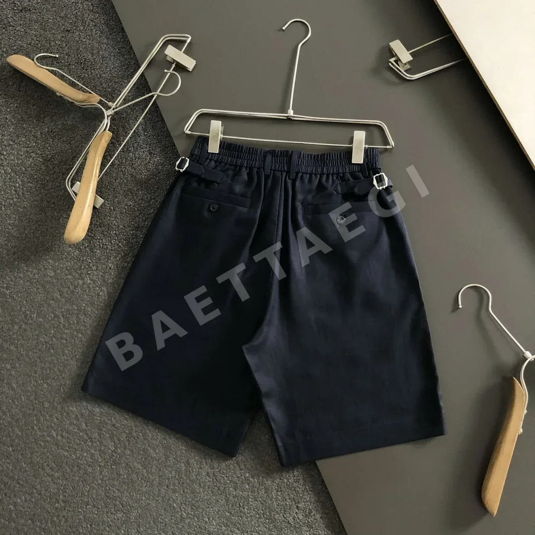 로로피아나 실크 린넨 네이비 남성 반바지 상세 이미지 5