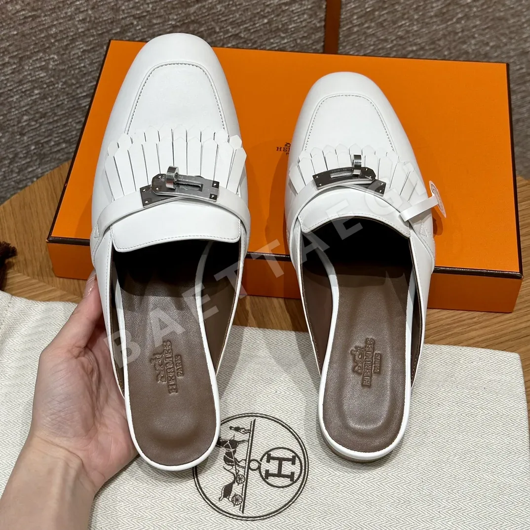 에르메스 샌들 화이트 염소가죽 실버 버클 상세 이미지 6