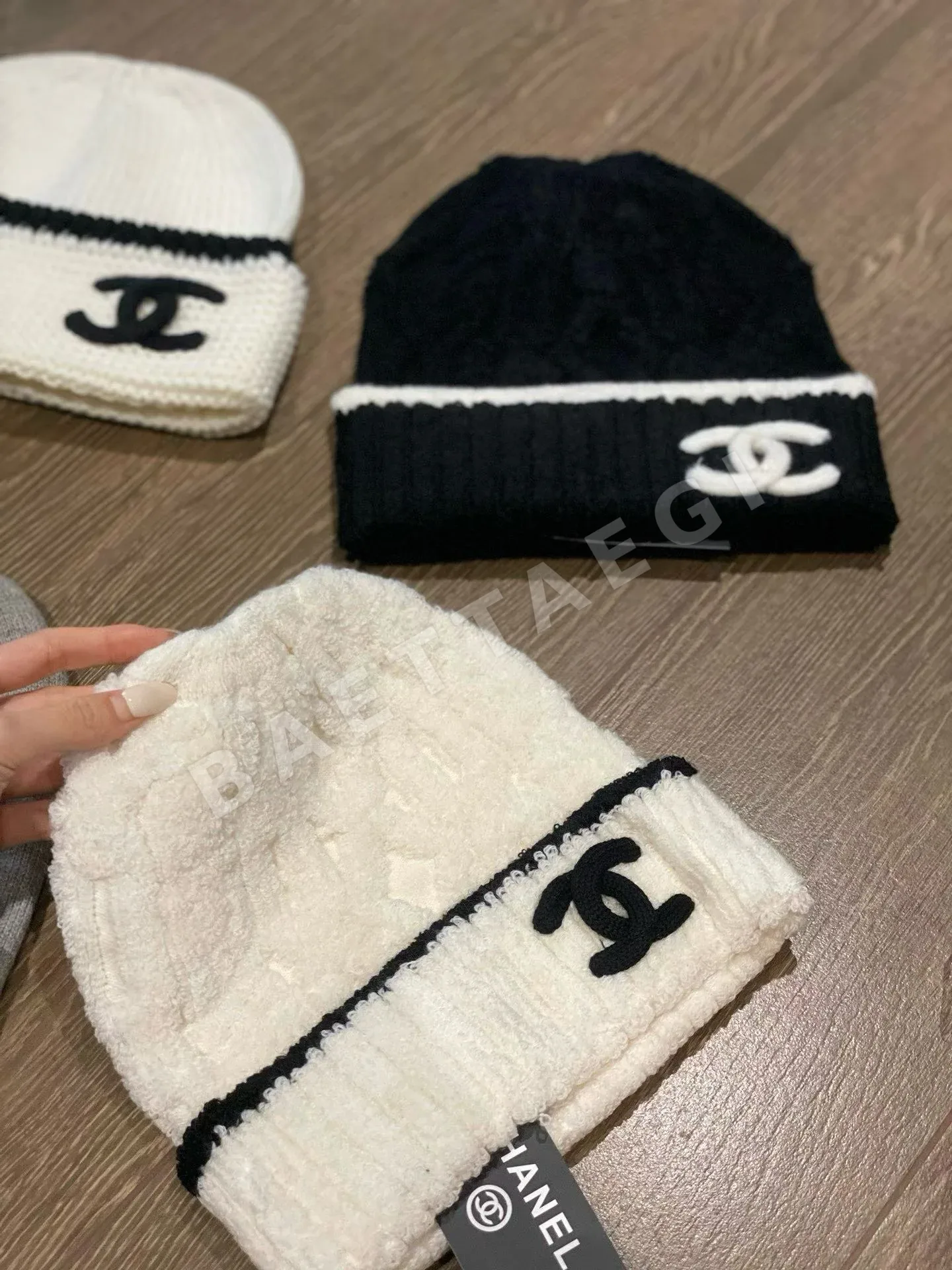 샤넬 더블 C 웨빙 장식 모피 비니 모자 상세 이미지 7
