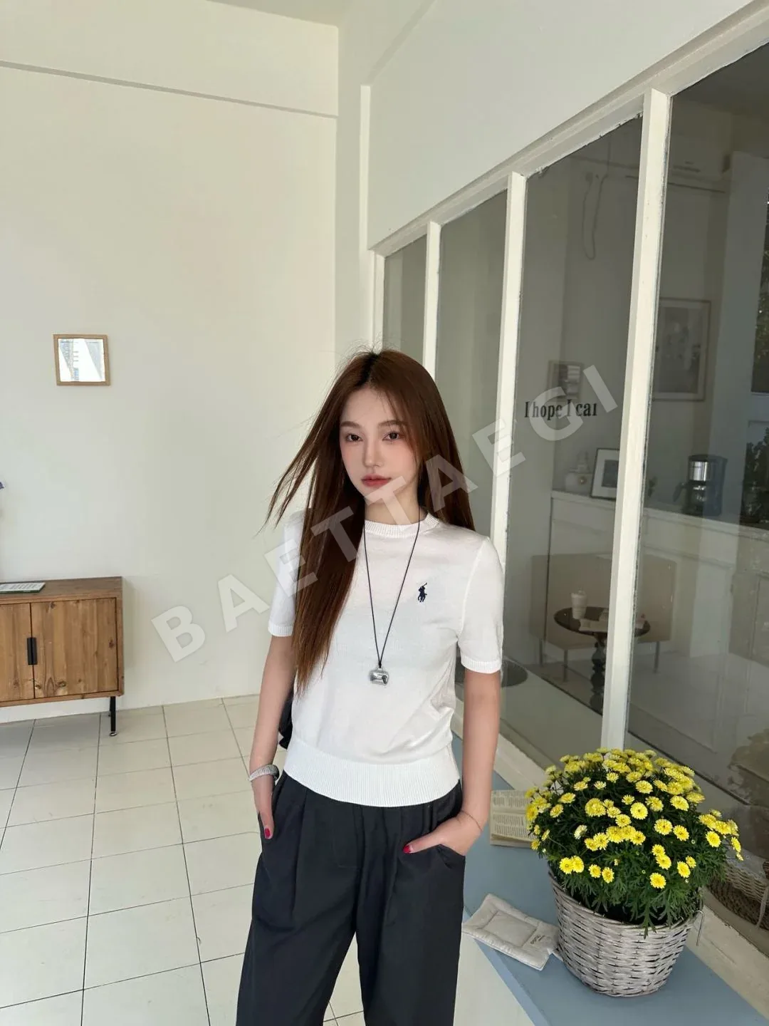 폴로 여성 니트 반팔 티셔츠 상세 이미지 6