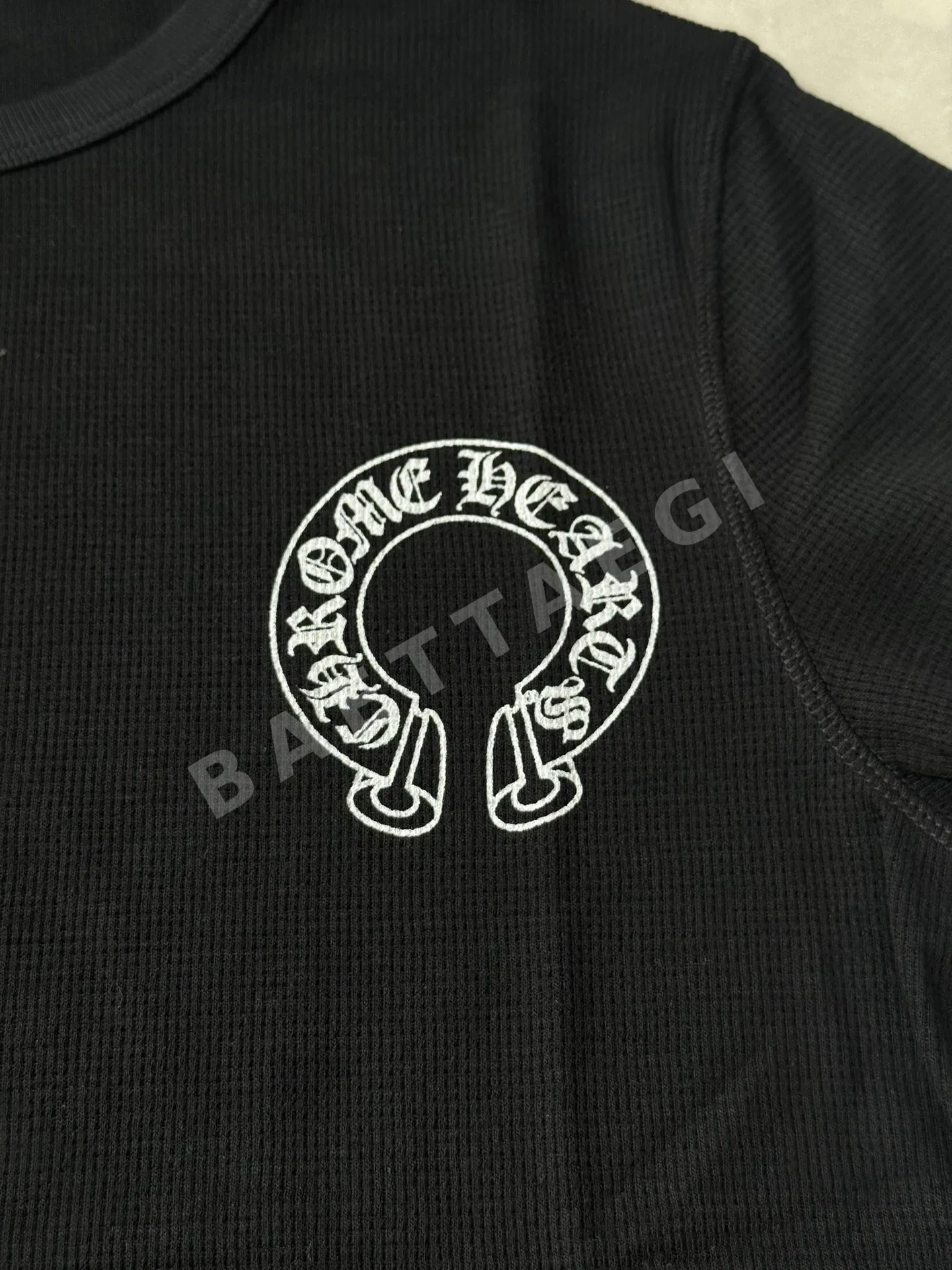 크롬하츠 블랙호스슈 와플 레터 긴팔 티셔츠 상세 이미지 3