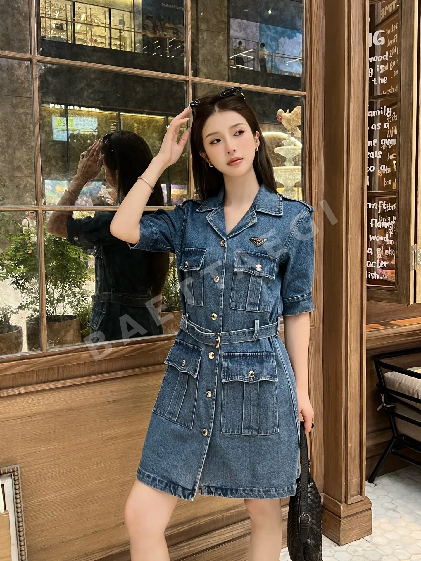 프라다 여성 데님 로고 벨트 원피스 레플리카 45808
