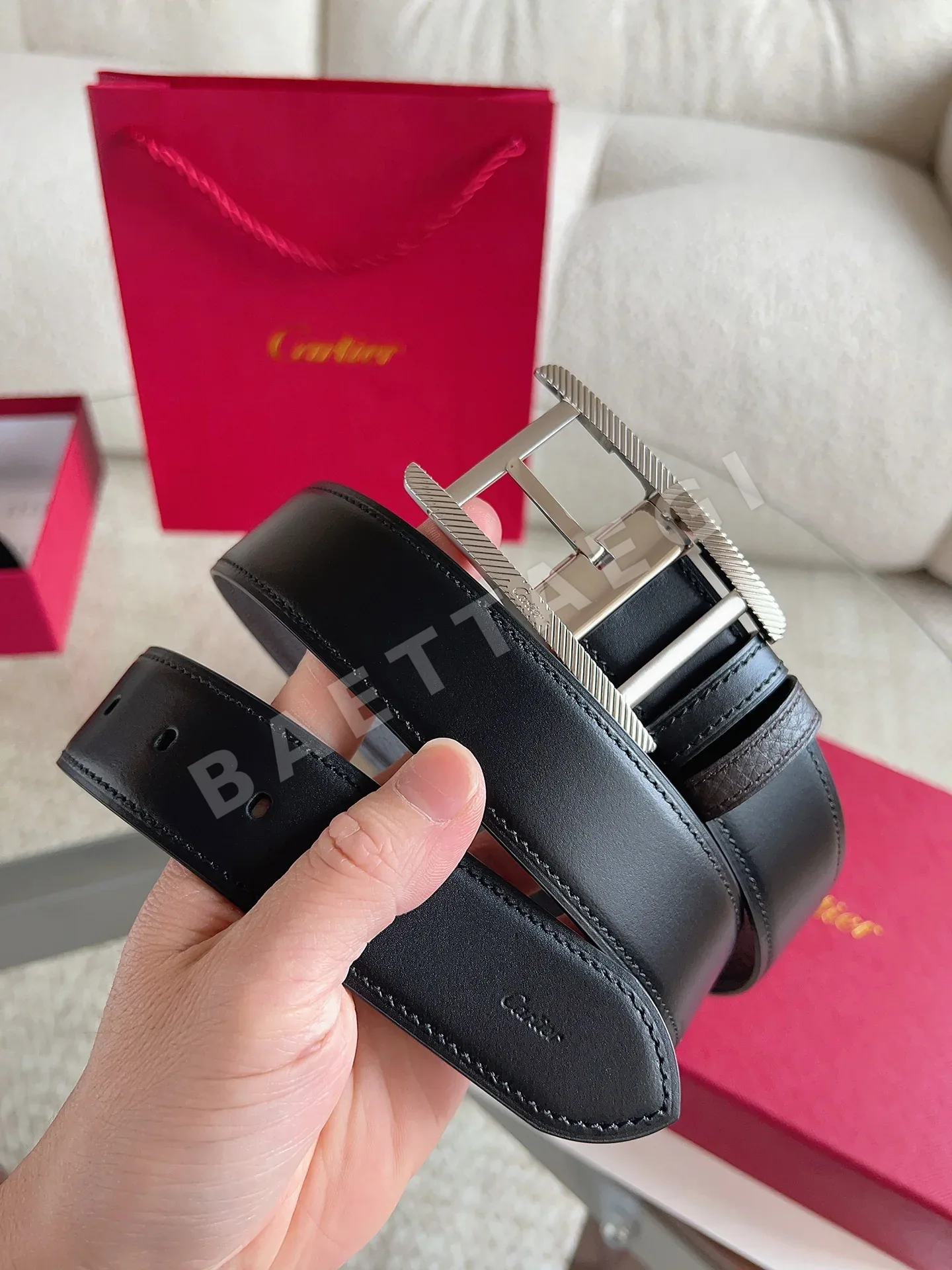 까르띠에 폭 남성용 벨트 57196