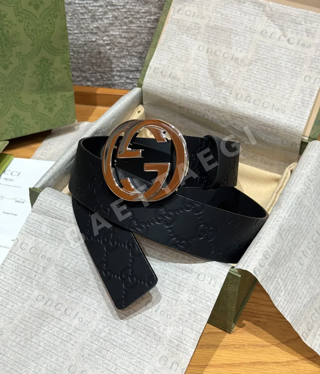 구찌 더블 G 버클 소가죽 벨트 4 CM 174880