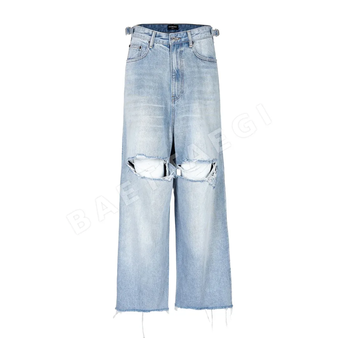 발렌시아가 워싱 가죽 블루 남성 청바지 레플리카 46921 Balenciaga