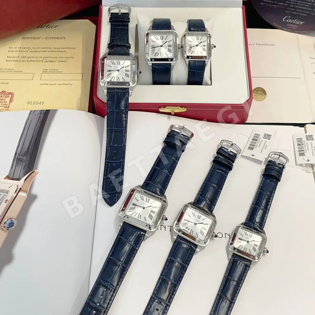 까르띠에 산토스 사파이어 글라스 블루 스틸밴드 가죽스트랩 스몰 미디움 레플리카 42757 Cartier 상세 이미지 4