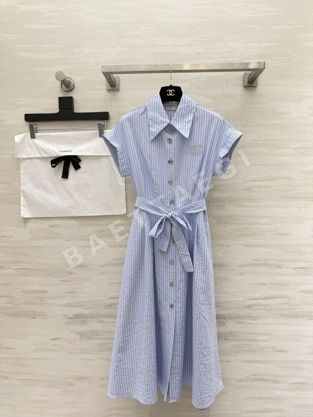 샤넬 스트라이프 셔츠 원피스 104060