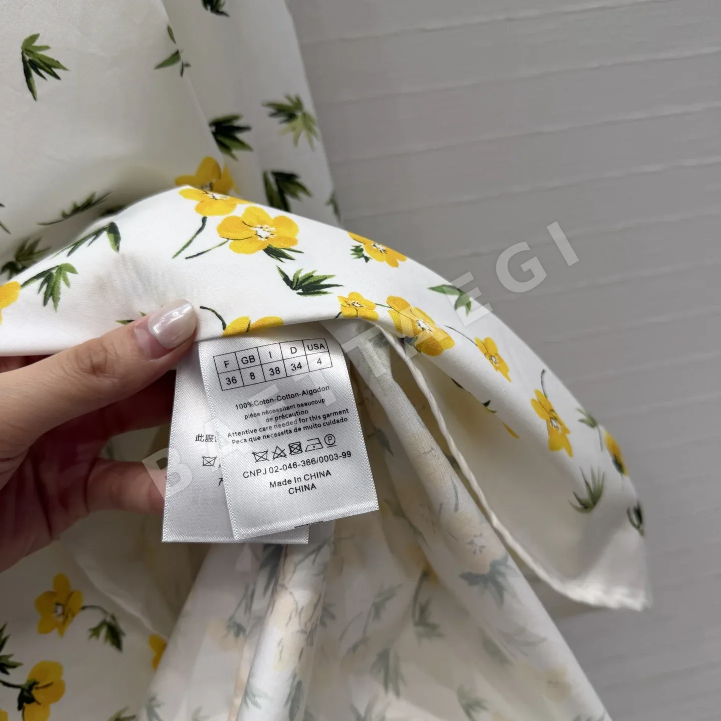 디올 연두 꽃무늬 프릴 카라 린넨 맥시 원피스 상세 이미지 8