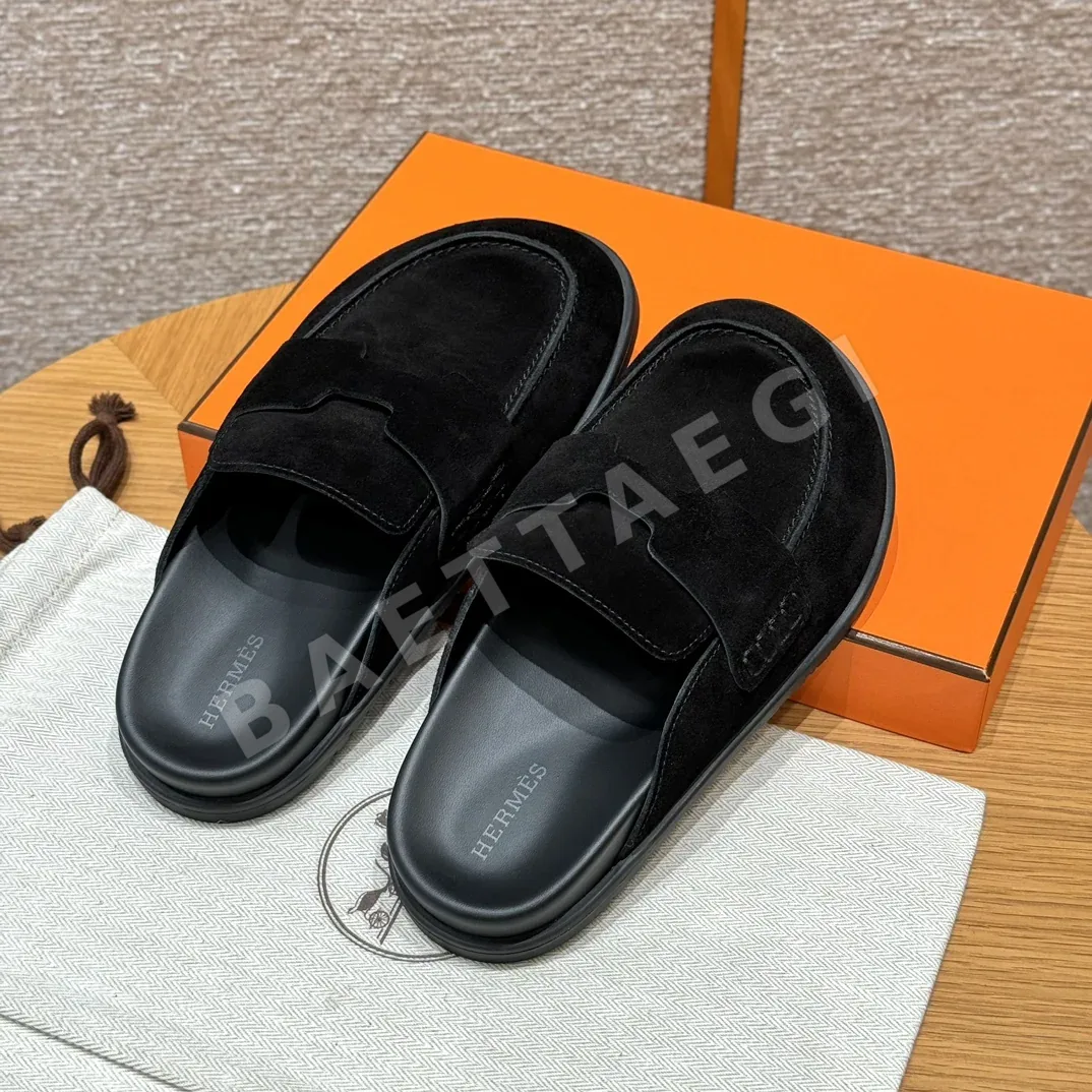 에르메스 고 뮬 샌들 블랙 가죽 상세 이미지 2