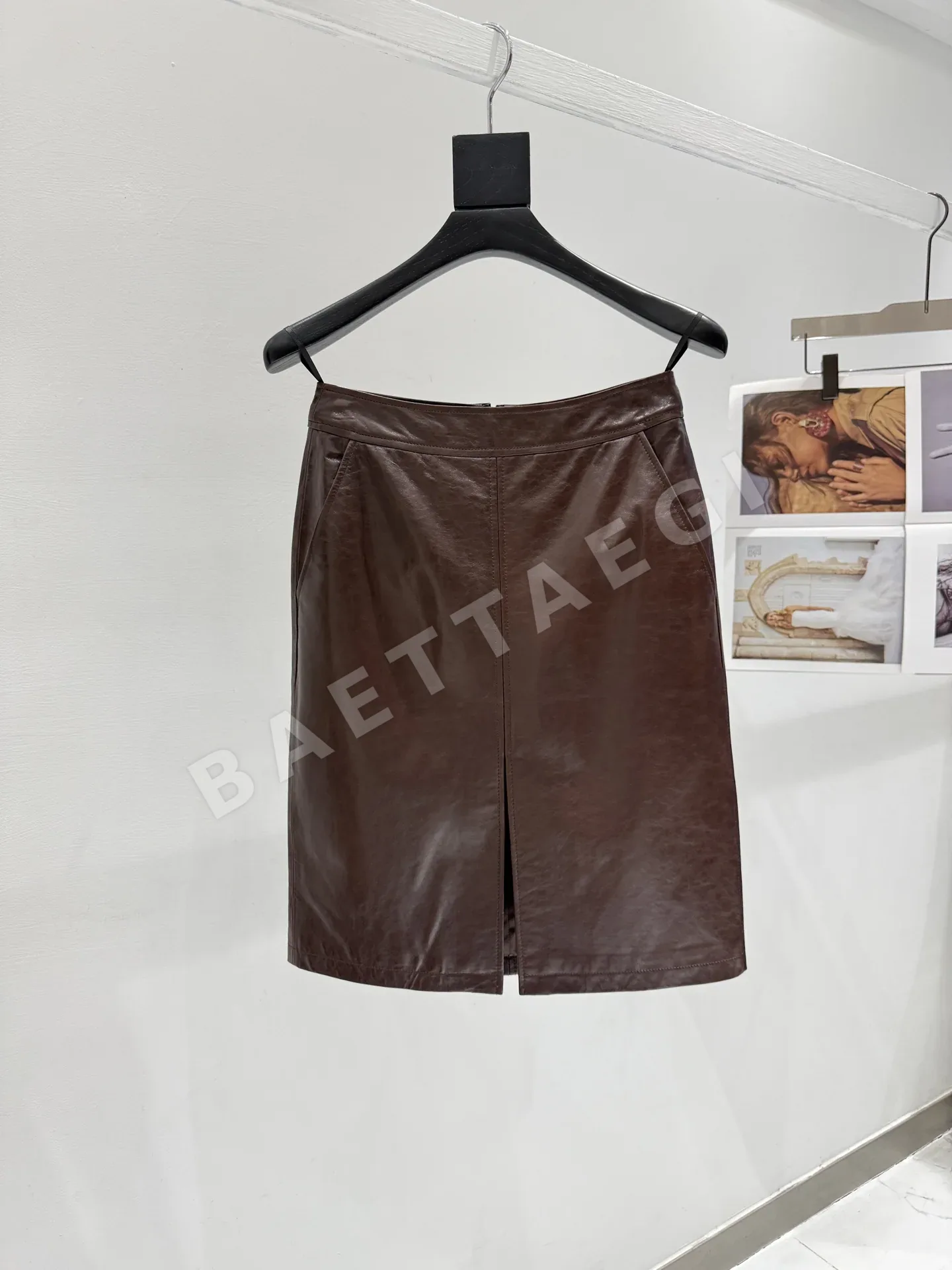 생로랑 수입 가죽 여성 스커트 206751