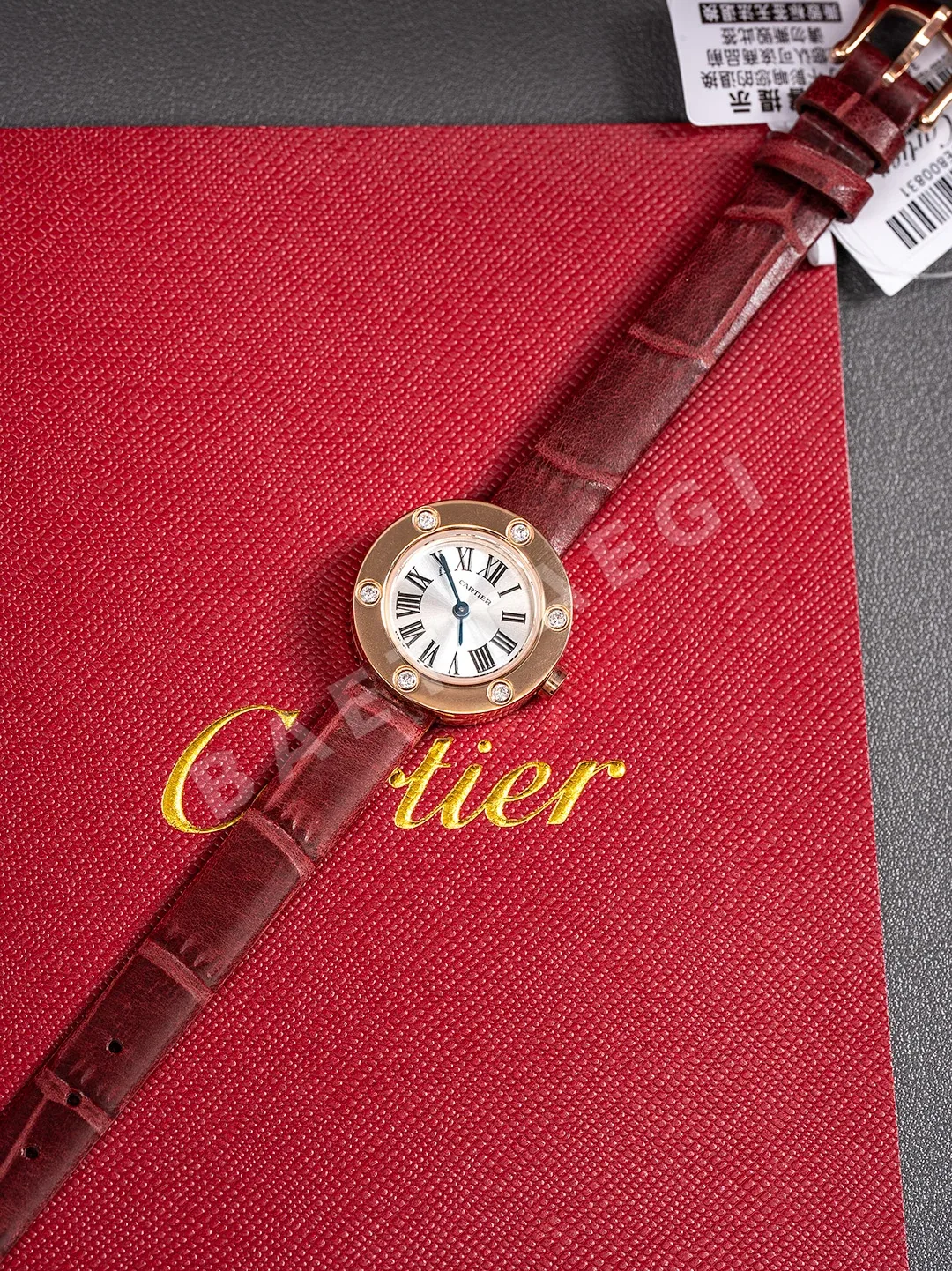 까르띠에 시계 쿼츠 무브먼트 다이아 로즈골드 블루 스틸밴드 가죽스트랩 레플리카 42876 Cartier 상세 이미지 4