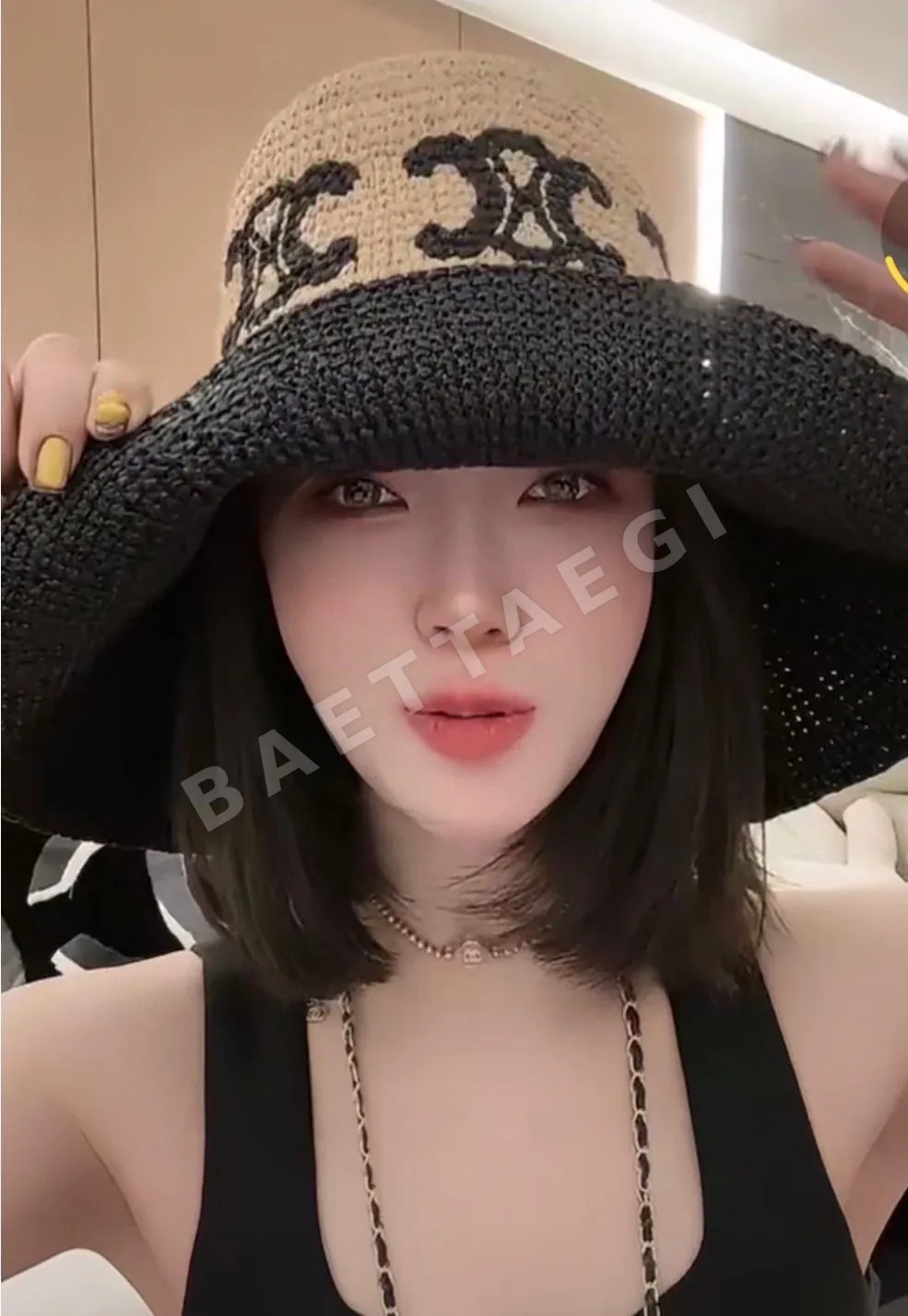 셀린느 라피아 스트로우 버킷햇 모자 상세 이미지 2