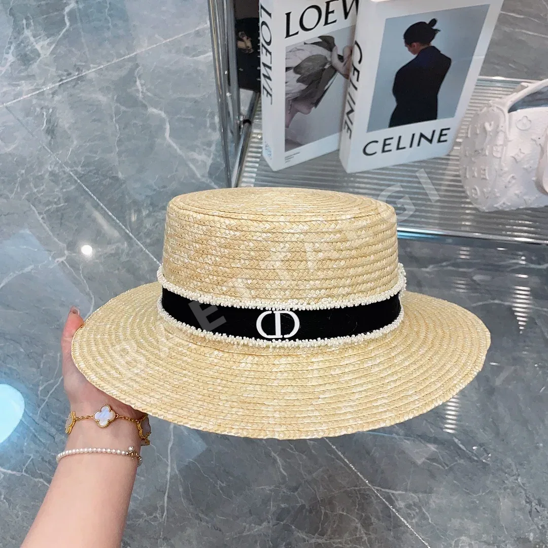 디올 CD 로고 밀짚 플랫캡 상세 이미지 9