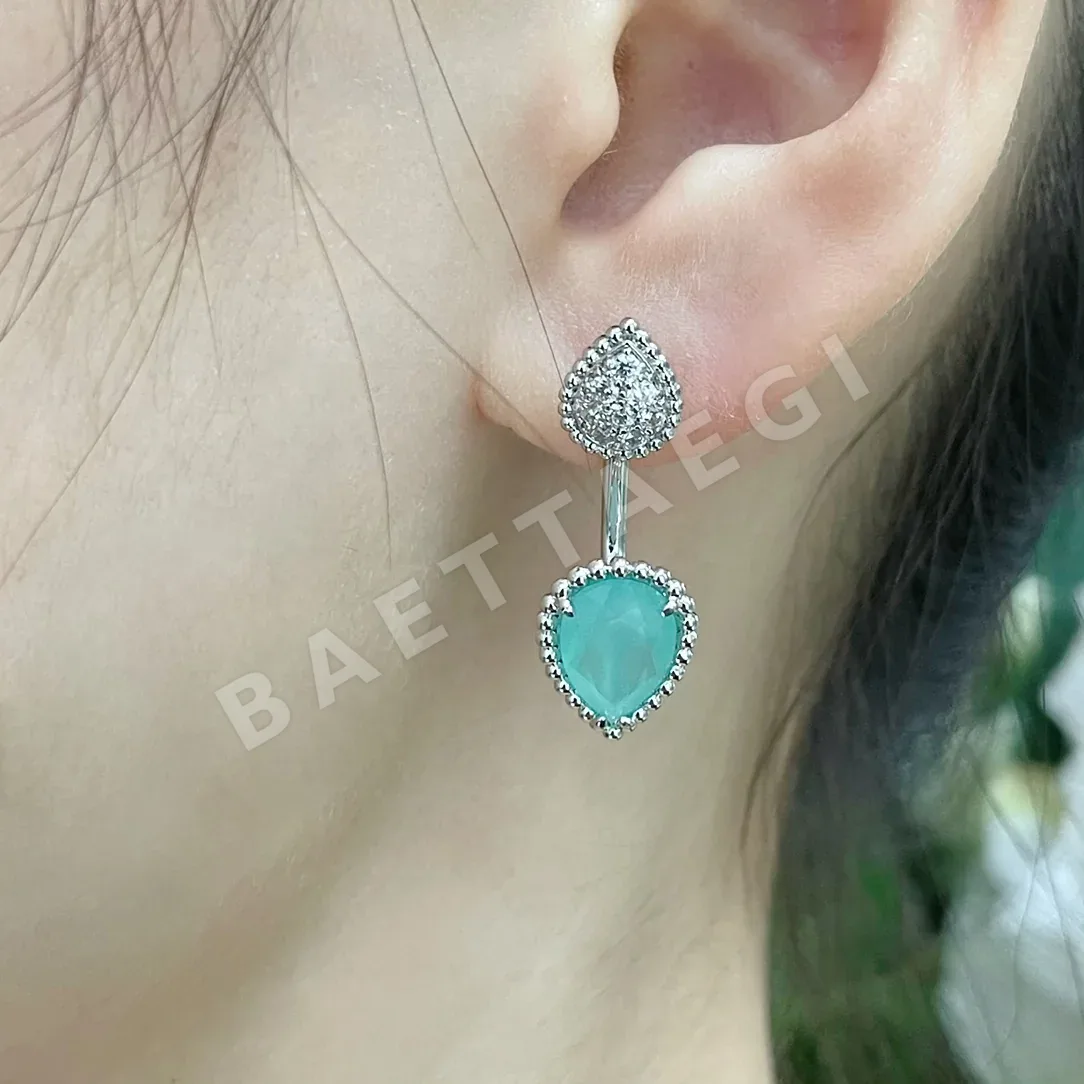 부쉐론 블루그린 칼세도니 물방울 귀걸이 63303