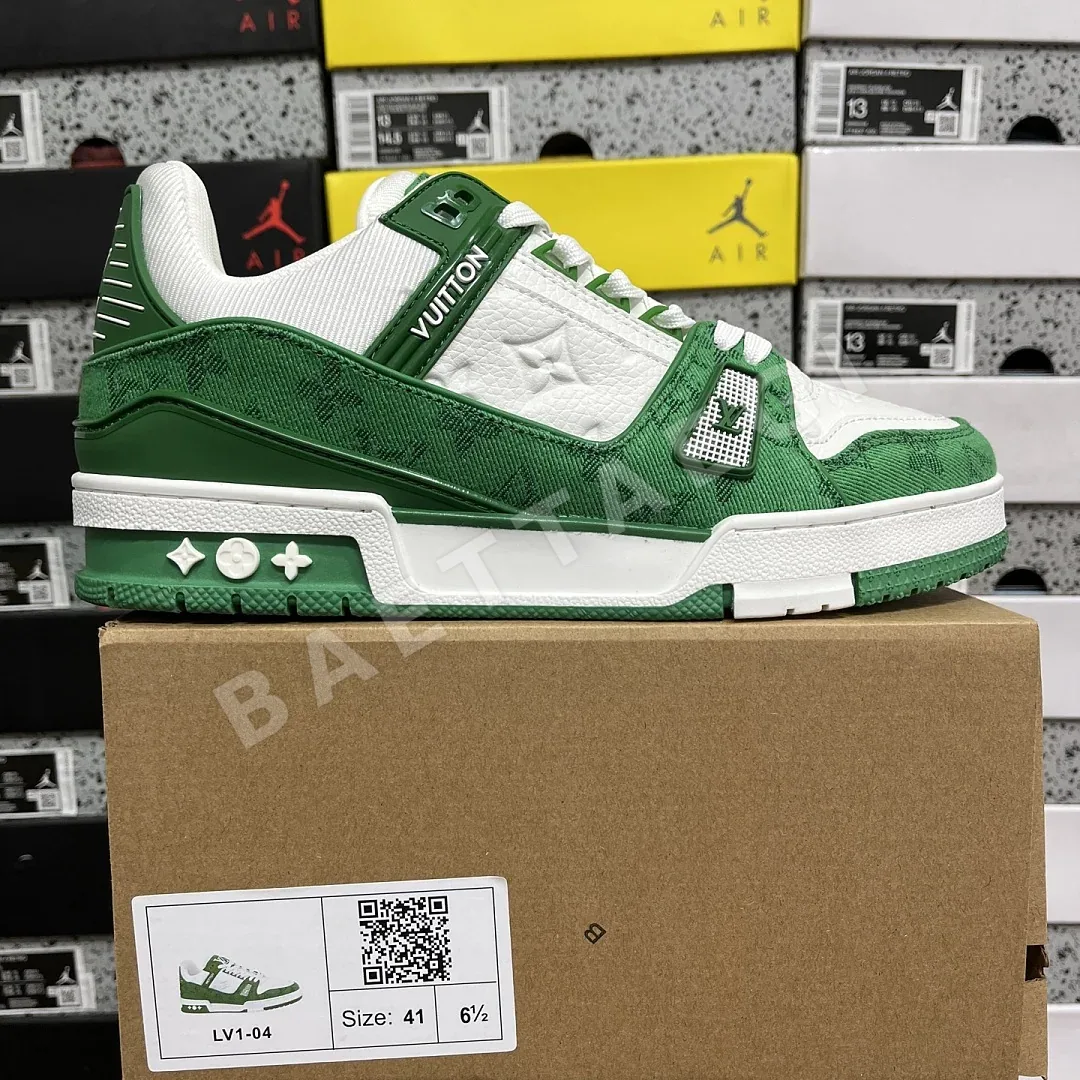 루이비통 [D1] 트레이너 1 04 화이트 그린 205826 Louis Vuitton Trainer 1-04