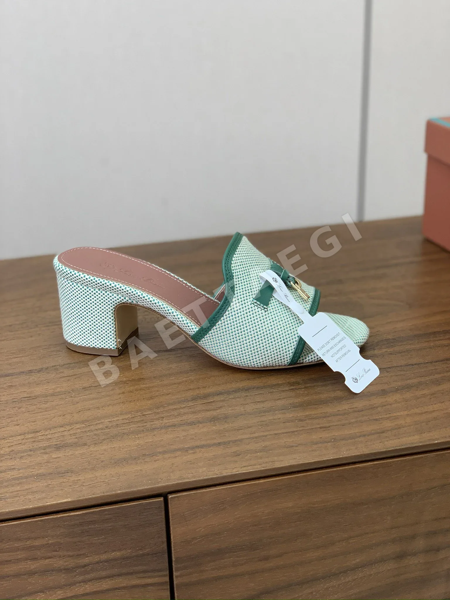 로로피아나 컬러 블록 미드힐 뮬 샌들 상세 이미지 6