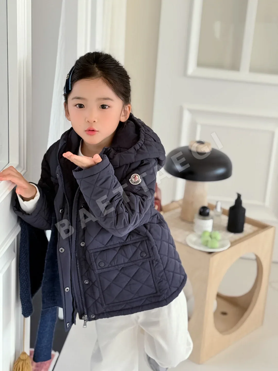 몽클레르 네이비 퀼팅 코튼 패딩 자켓 키즈 상세 이미지 3