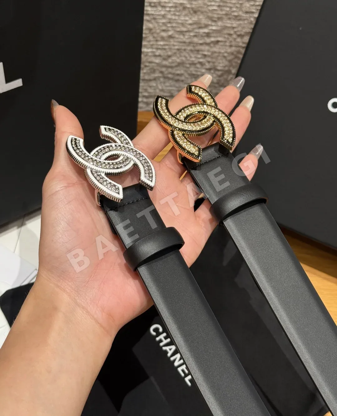 샤넬 더블 C 메탈 버클 가죽 벨트 상세 이미지 3