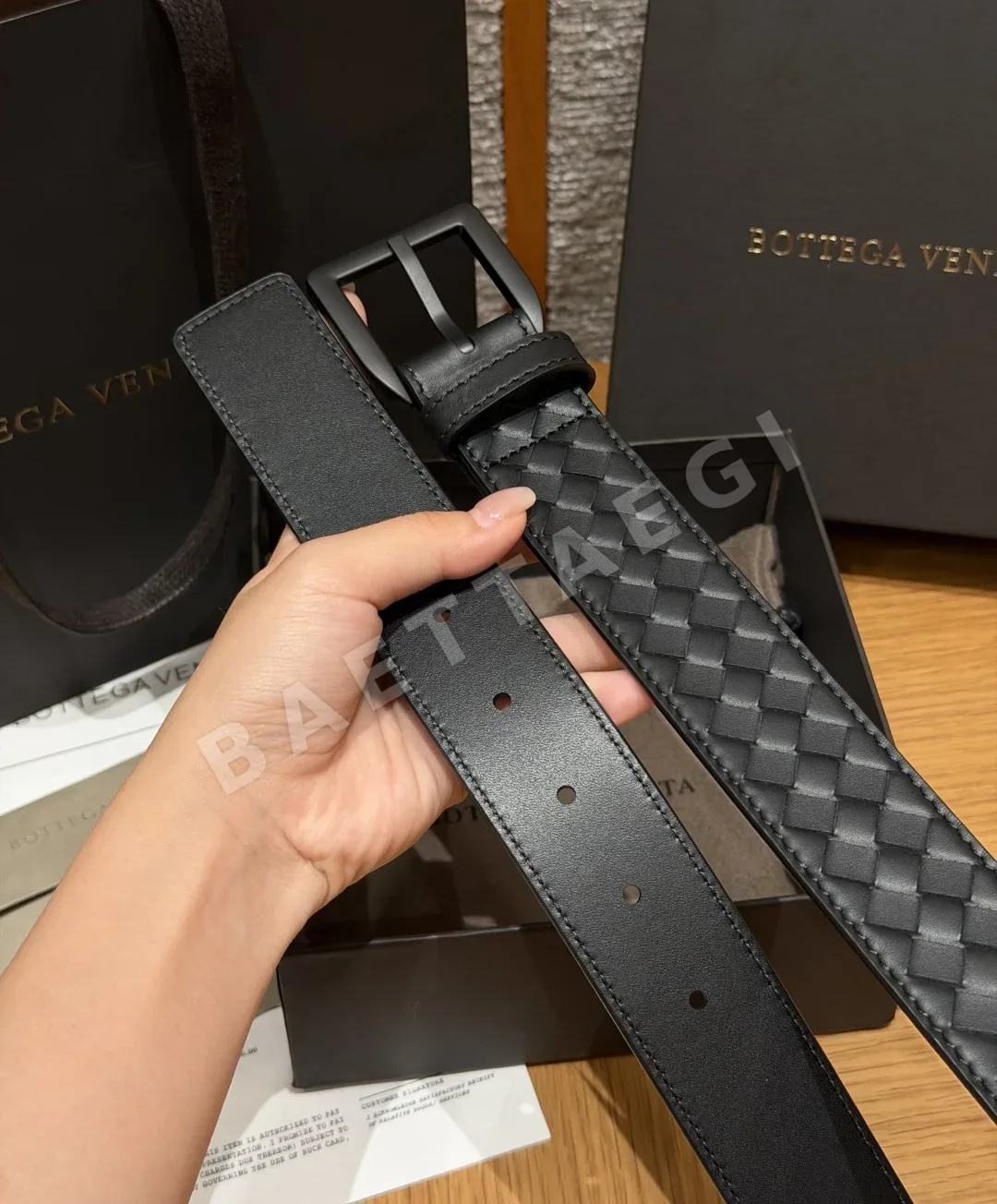 보테가베네타 인트레치아토 가죽 남성 벨트 상세 이미지 6