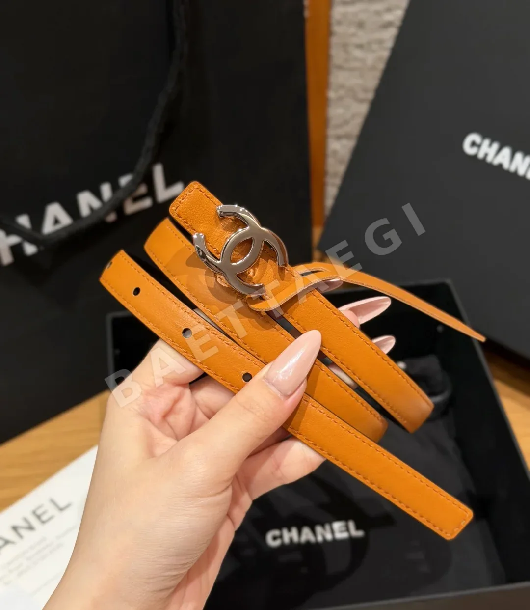 샤넬 더블 C 로고 가죽 벨트 상세 이미지 3