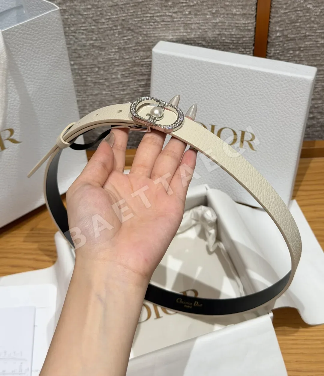 디올 CD 클라스프 카프스킨 벨트 20mm 상세 이미지 4
