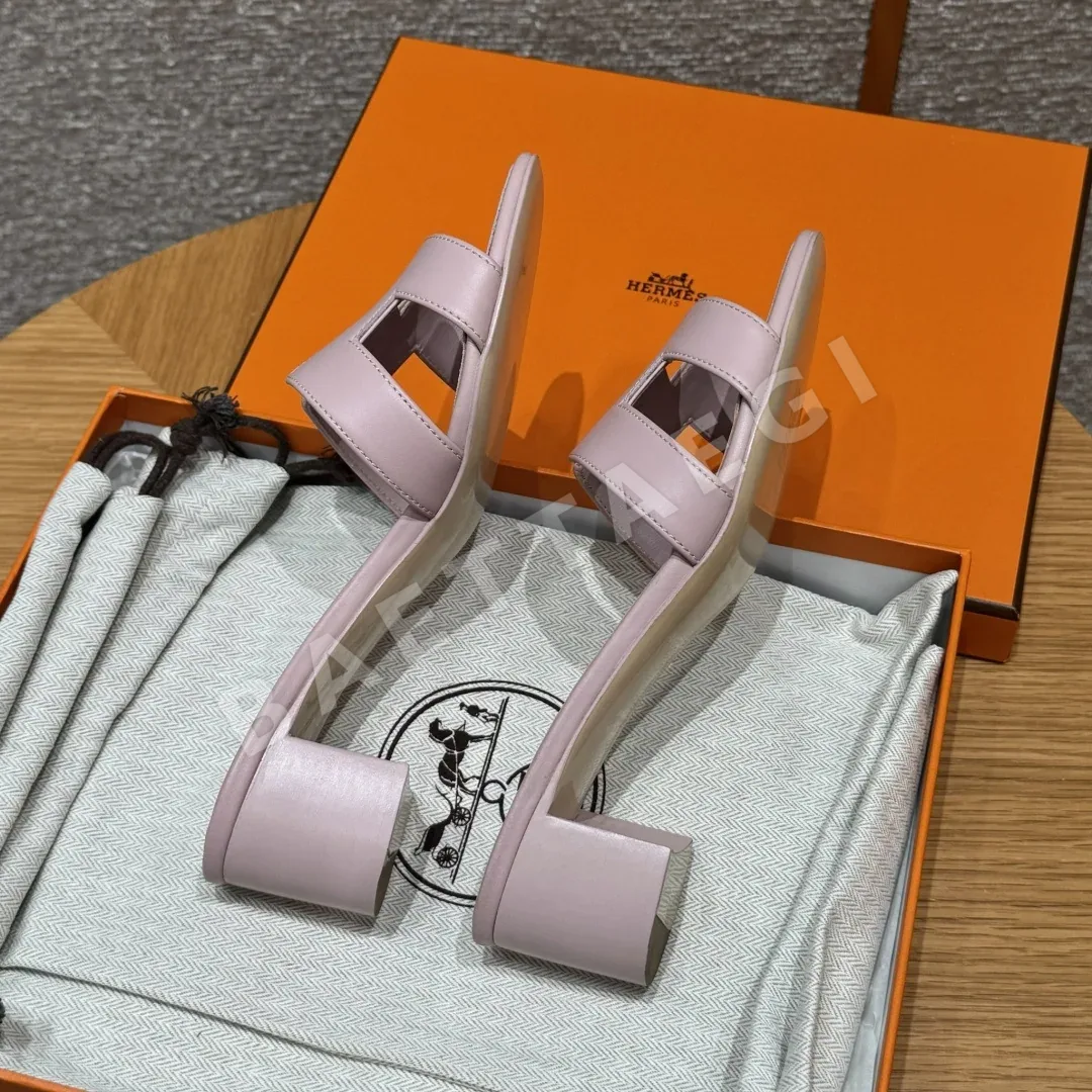에르메스 오아시스 샌들 로즈 평직 하이힐 상세 이미지 3