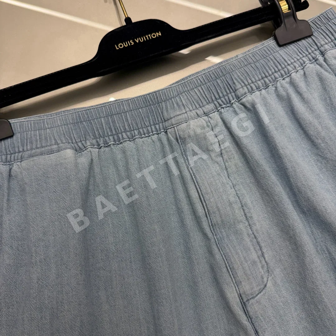 루이비통 LV 자수 샴브레이 남성 반바지 상세 이미지 7