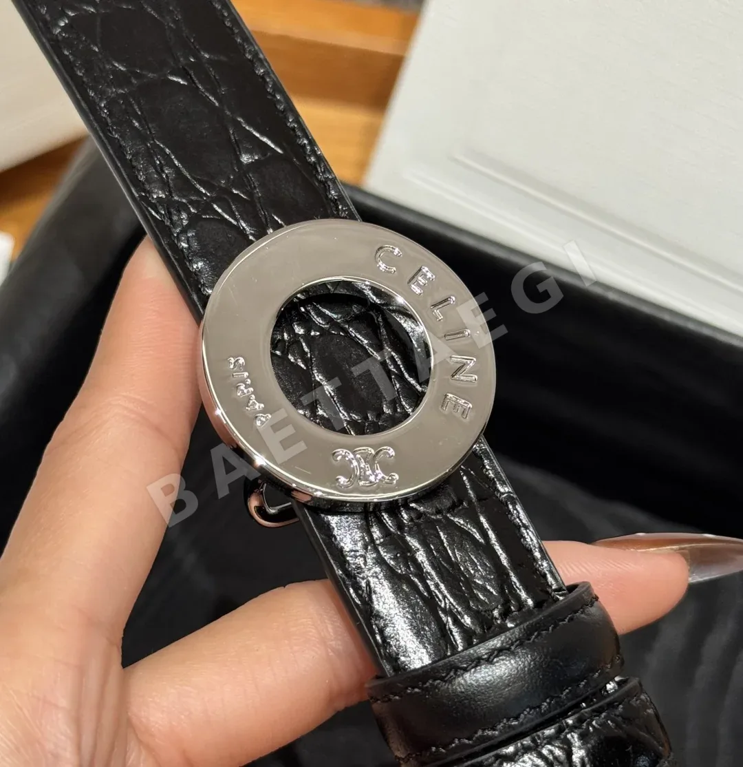 셀린느 DISC 실버 버클 25mm 양면 가죽 벨트 상세 이미지 7