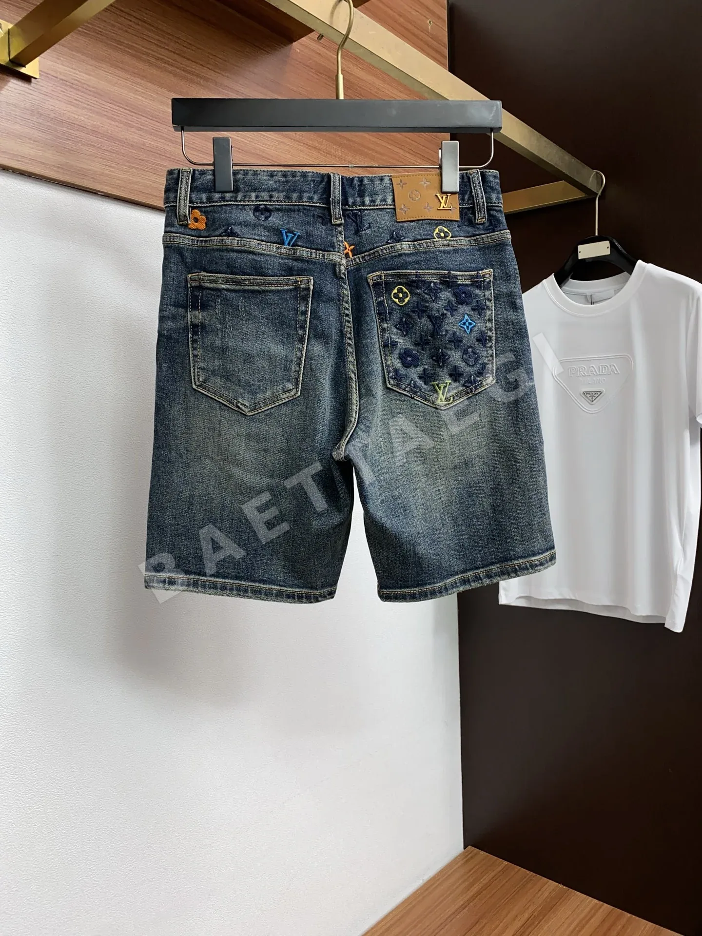 루이비통 데님 슬림핏 남성 반바지 상세 이미지 8