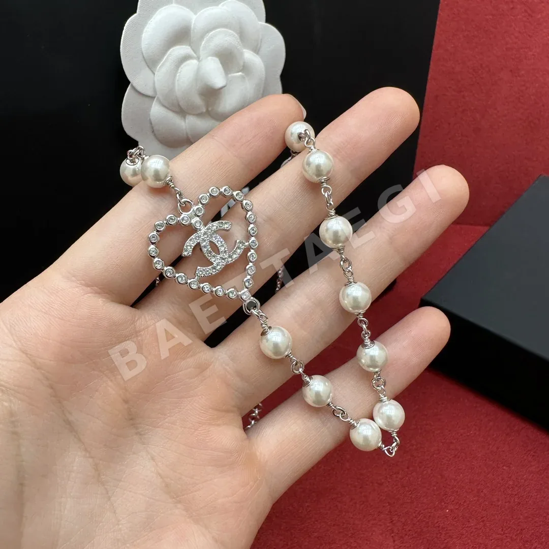 샤넬 오픈워크 하트 더블 C 펄 목걸이 178118