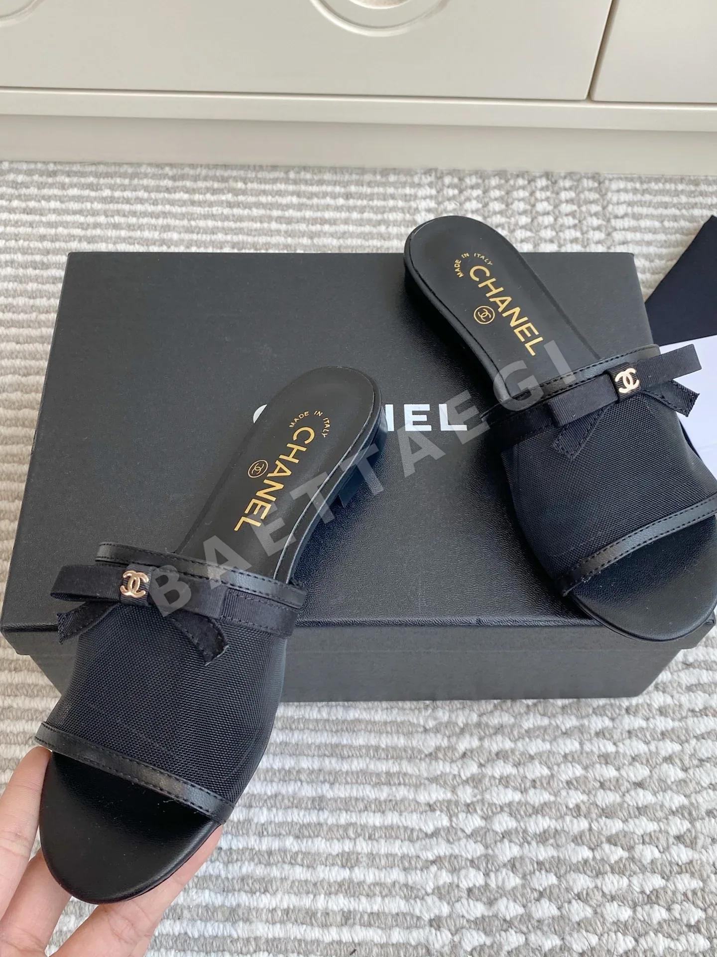 샤넬 메시 더블 C 리본 샌들 상세 이미지 3