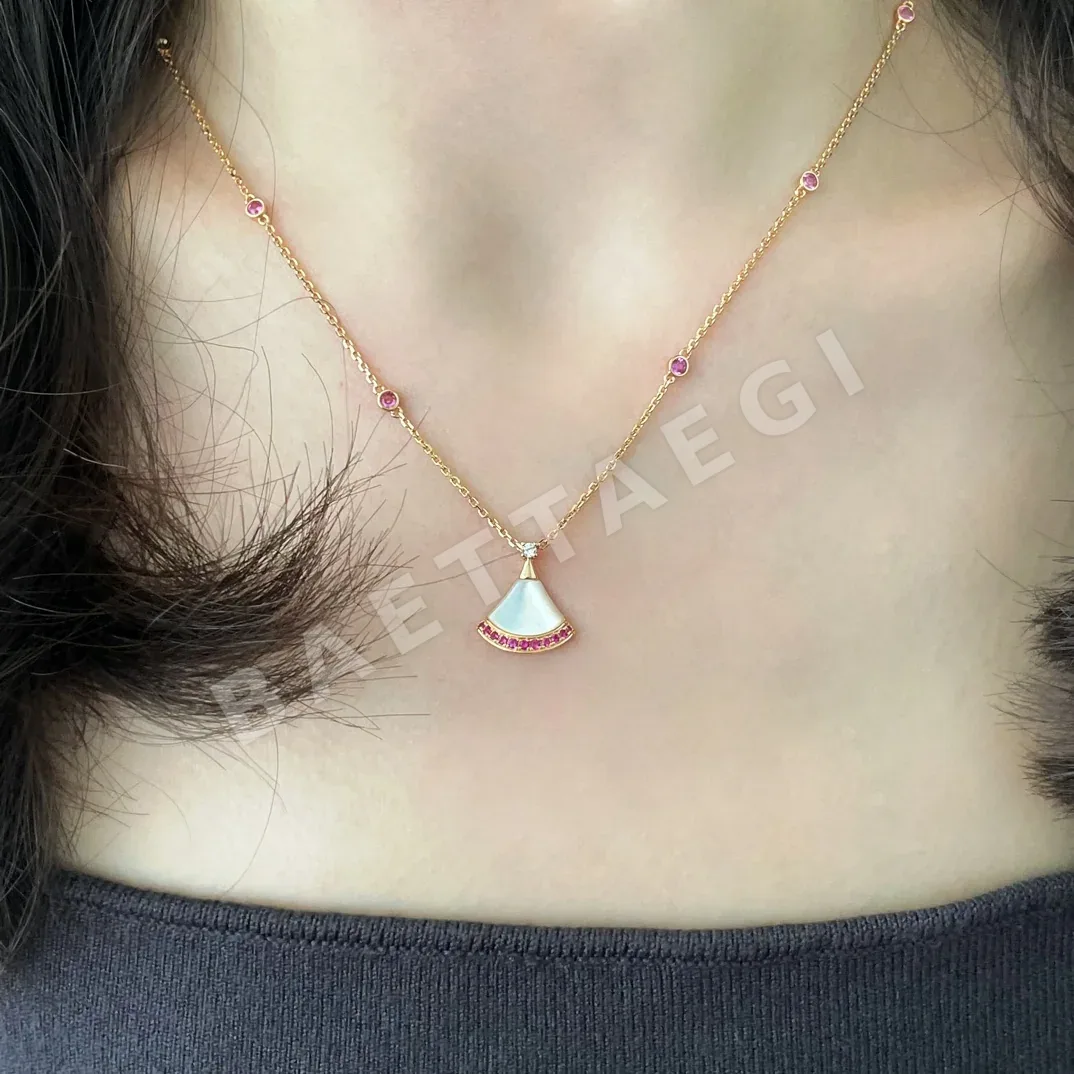 불가리 핑크 다이아몬드 부채꼴 스커트 목걸이 상세 이미지 2