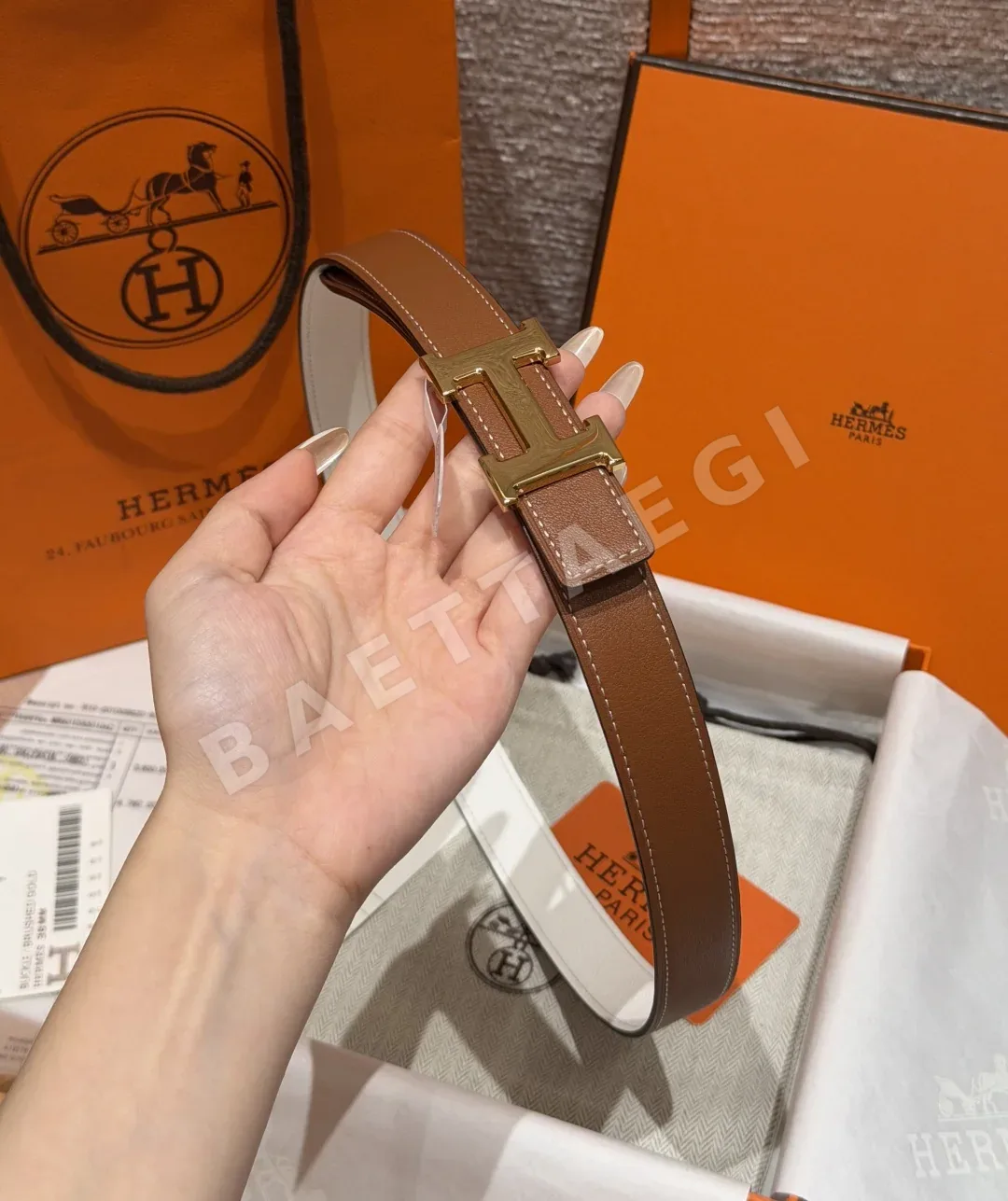 에르메스 미니 H 버클 리버시블 가죽 벨트 상세 이미지 5