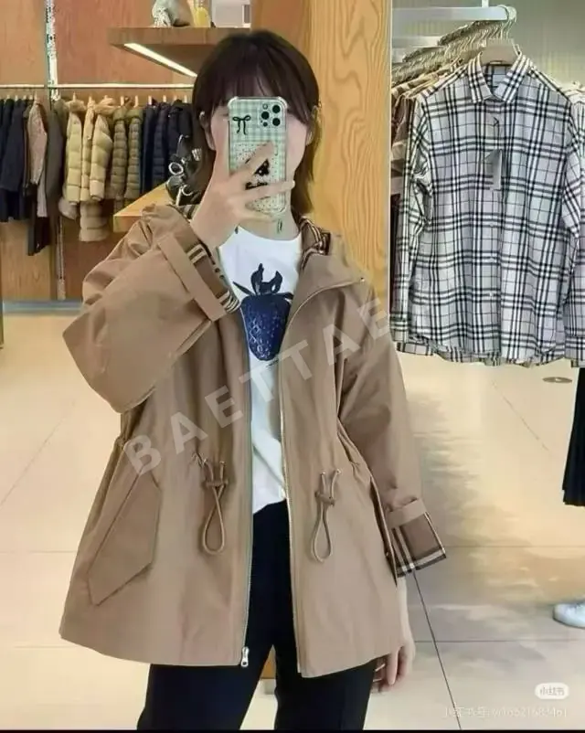 버버리 여성 면 혼방 후드 자켓 상세 이미지 5