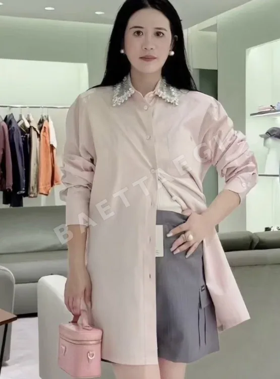 프라다 크리스탈 비즈 셔츠 원피스 상세 이미지 3