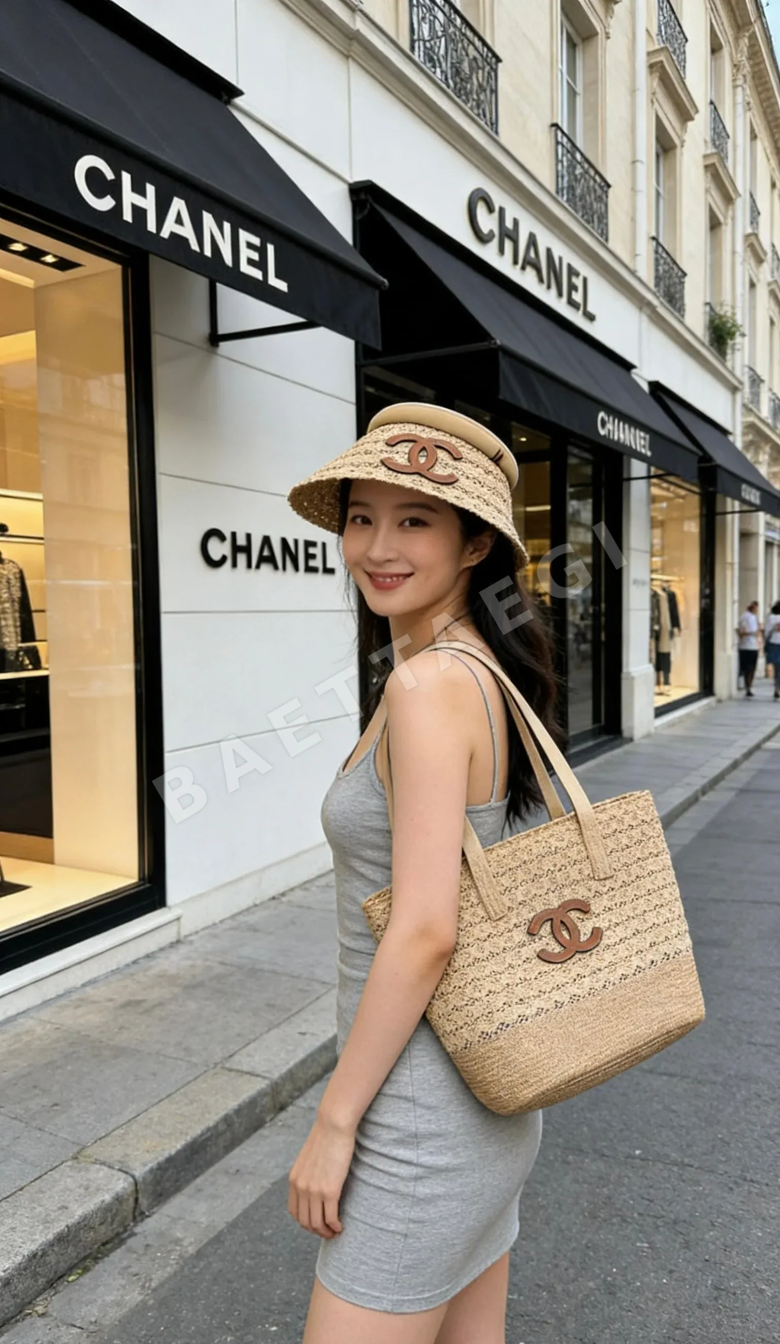 샤넬 비치 리조트 스타일 바이저 모자 상세 이미지 7