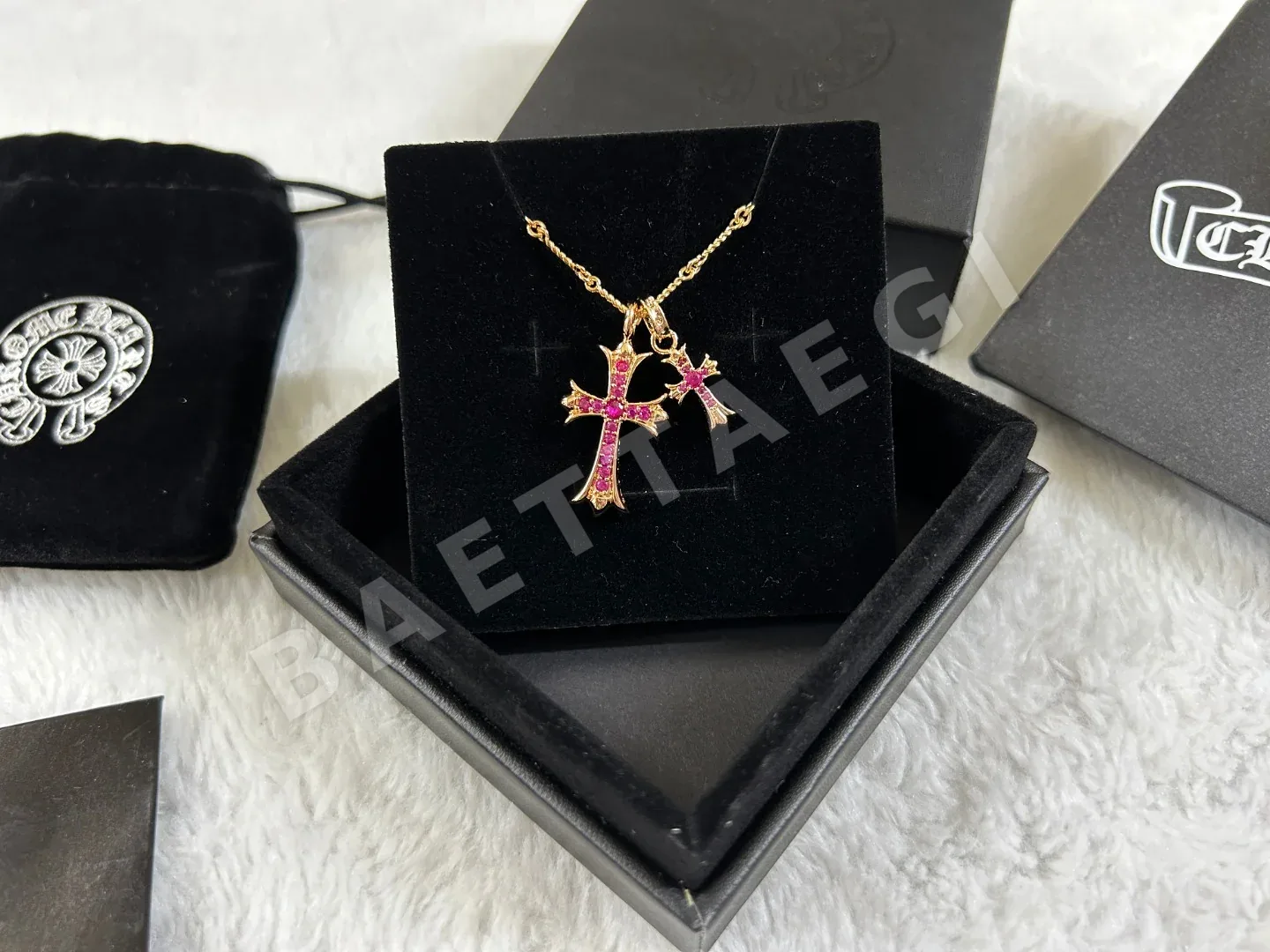 크롬하츠 더블 크로스 핑크 다이아몬드 목걸이 상세 이미지 6