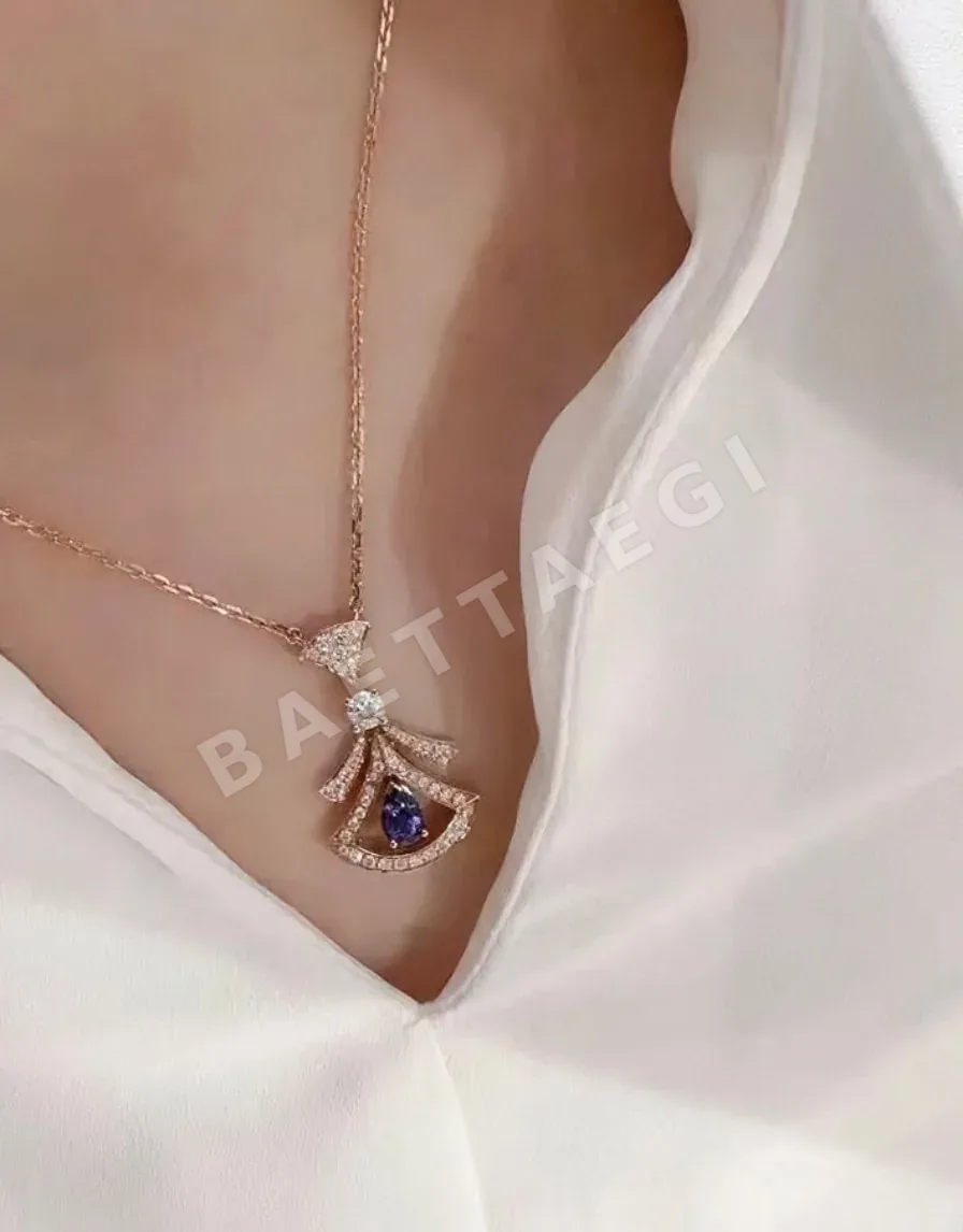 불가리 블루 큐빅 지르코니아 팬던트 목걸이 상세 이미지 1