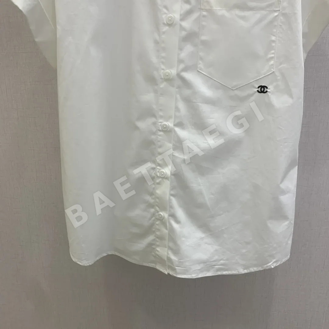샤넬 카라 반팔 면 셔츠 상세 이미지 6