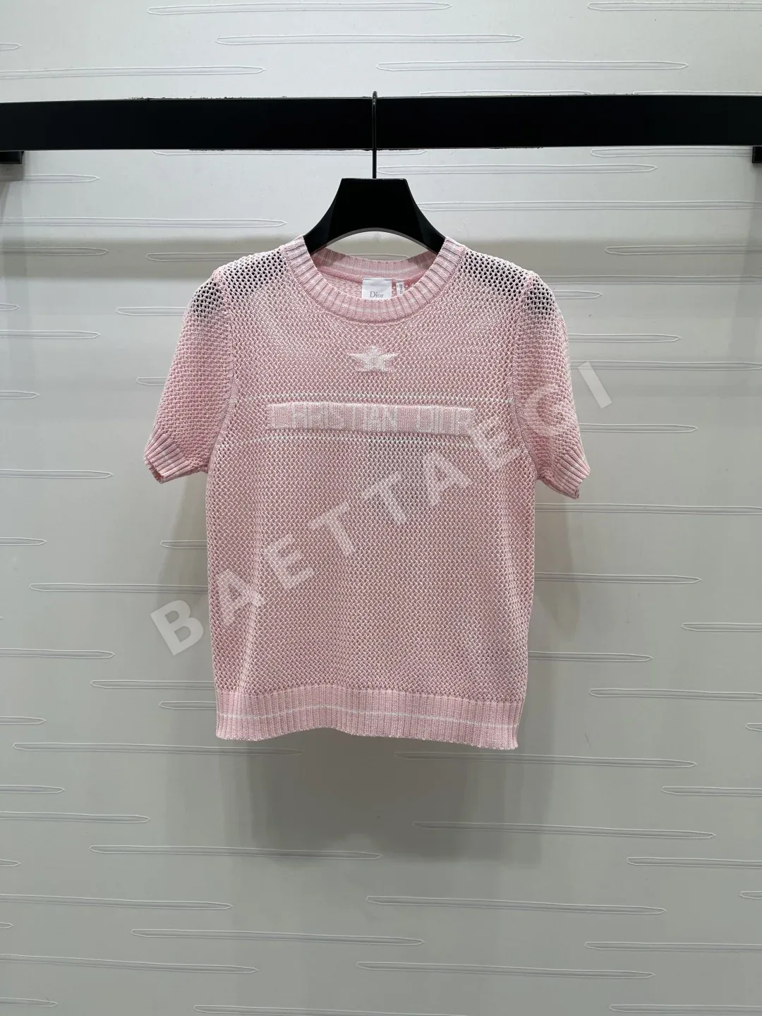 디올 시스루 크루넥 코튼 울 반팔 티셔츠 92898