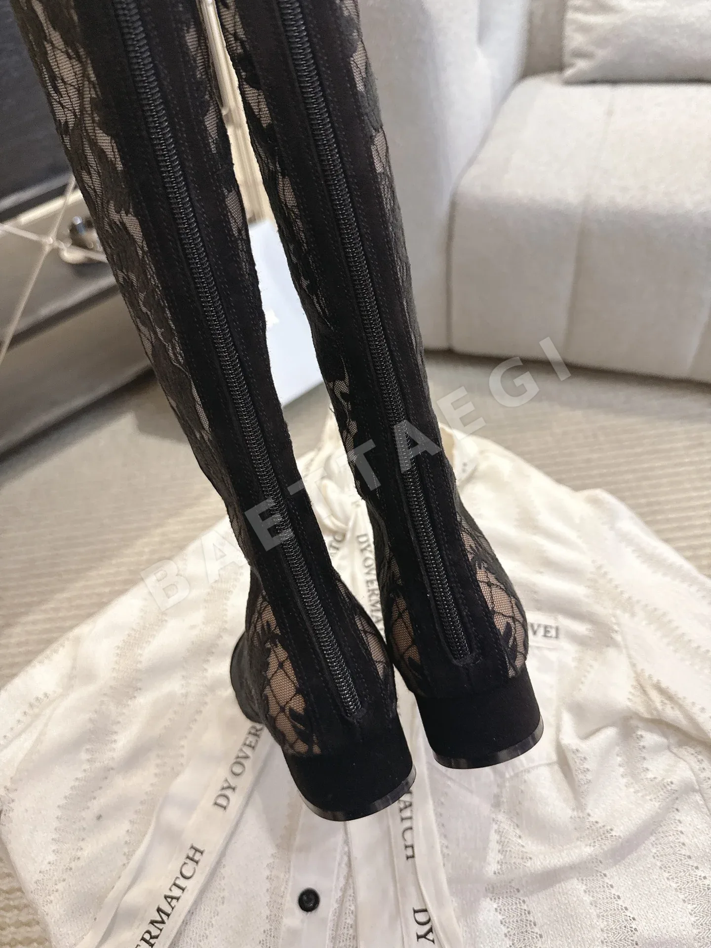 디올 J'A 자카드 메시 롱부츠 여성 신발 상세 이미지 5