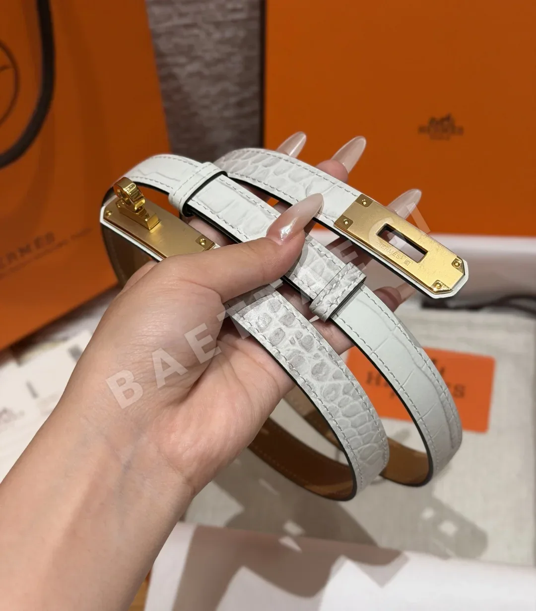 에르메스 켈리 버클 악어가죽 벨트 18mm 상세 이미지 2