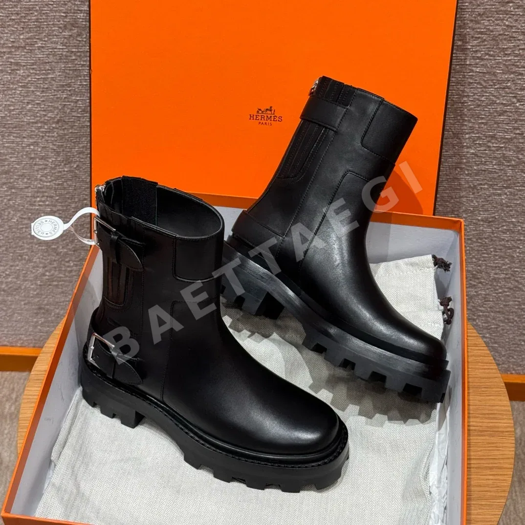 에르메스 부츠 블랙 카프스킨 실버 버클 상세 이미지 3