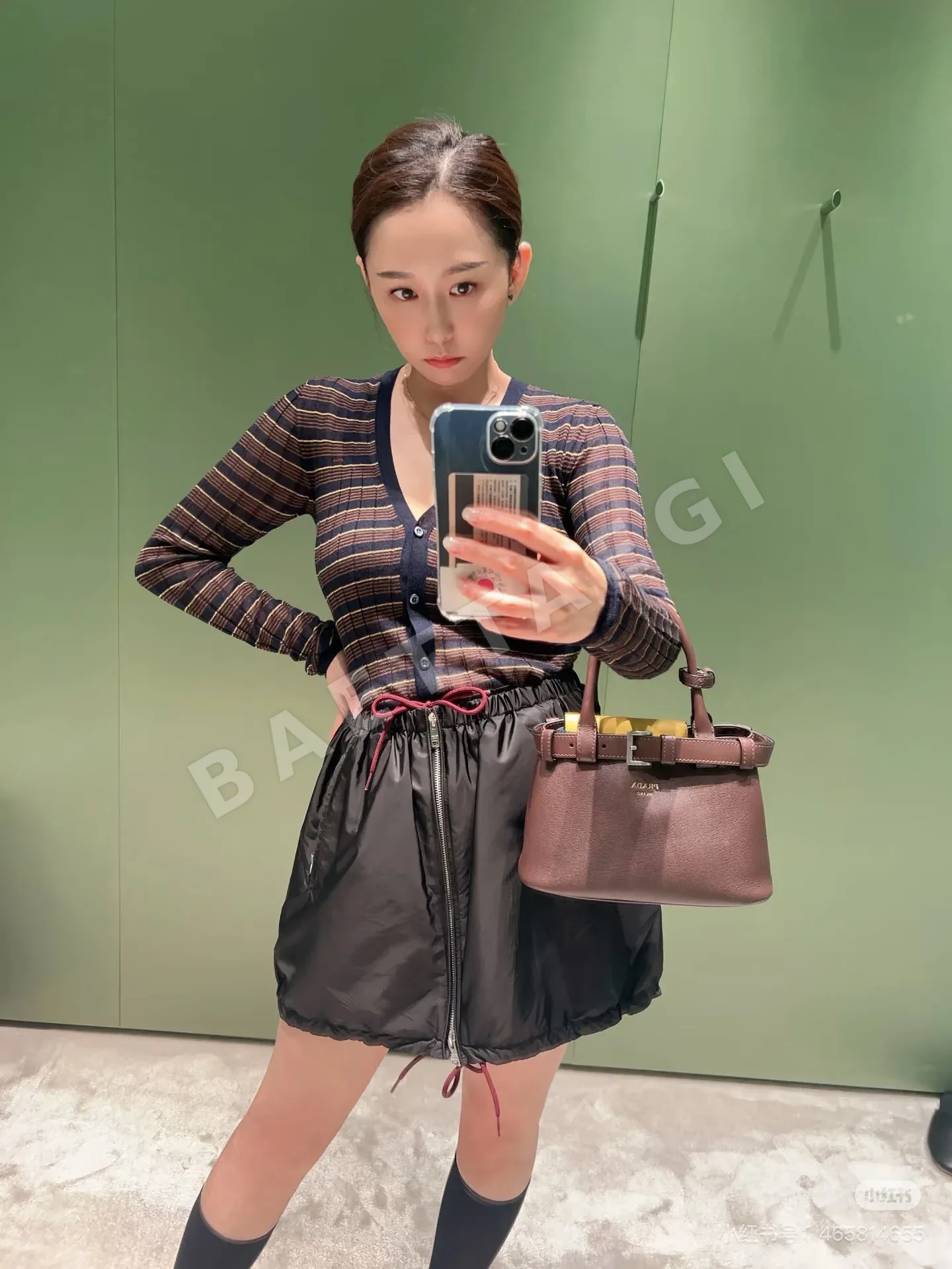프라다 나일론 드로스트링 미니스커트 상세 이미지 5