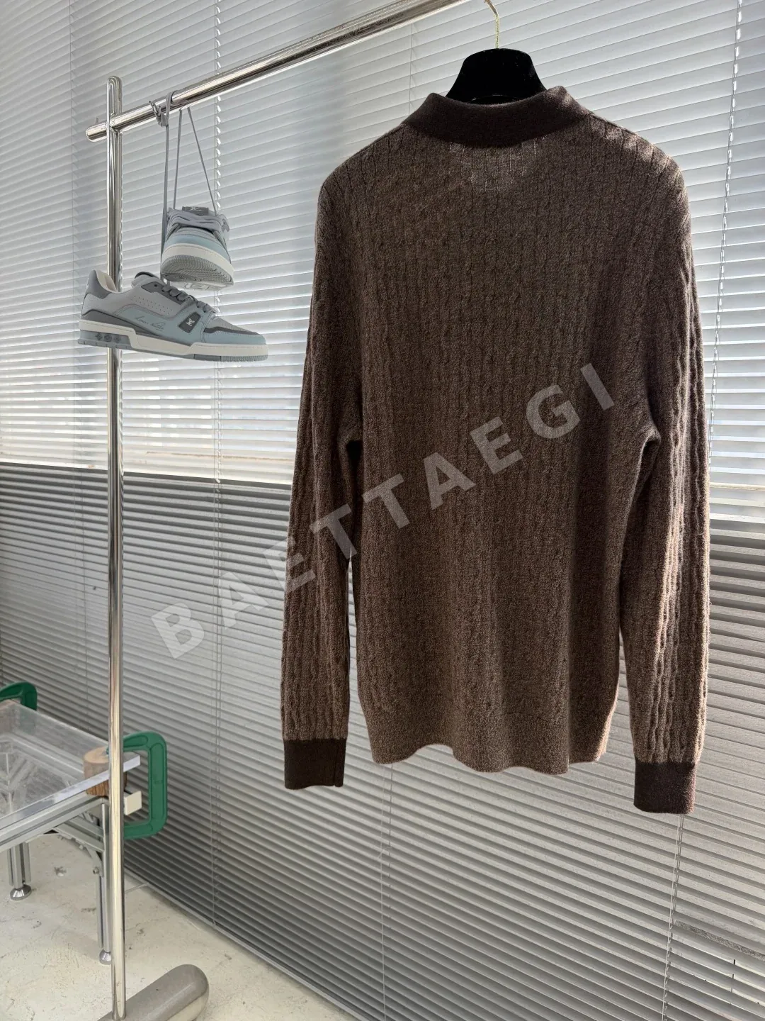 로로피아나 컬러 블록 울 남성 니트 스웨터 상세 이미지 3