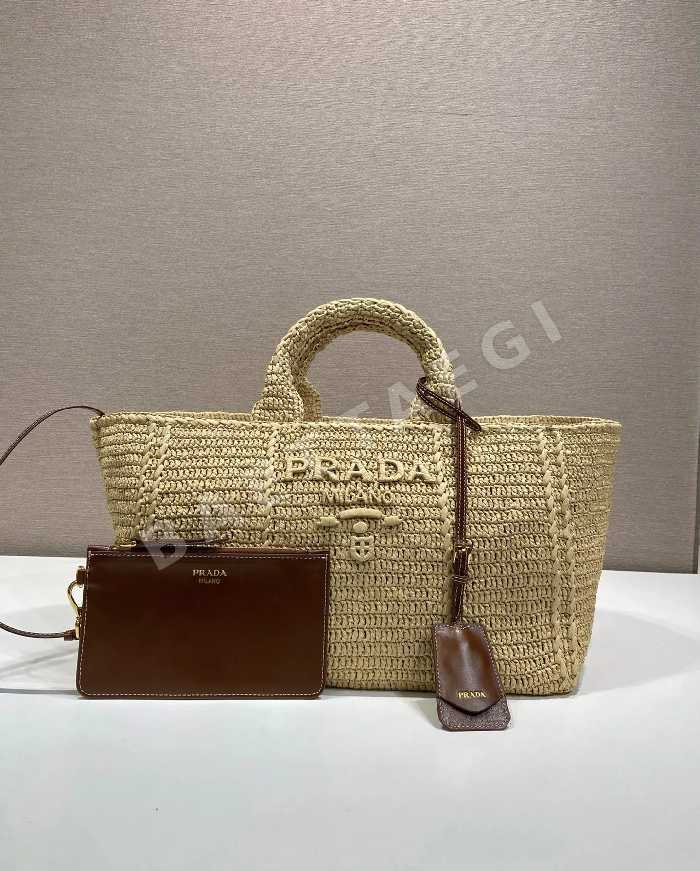 프라다 라피아 직조 토트백 1BG635 상세 이미지 2