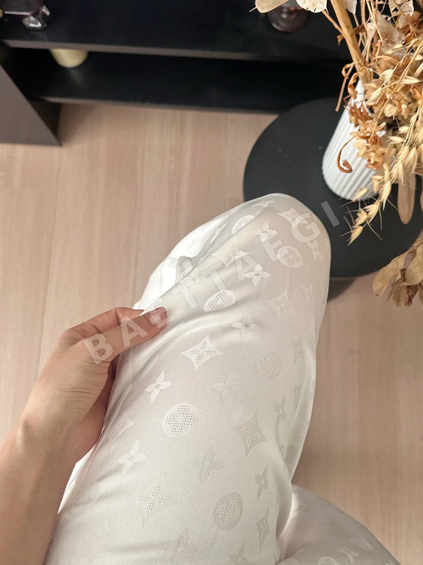 루이비통 모노그램 자카드 와이드 레그 여성 바지 상세 이미지 6
