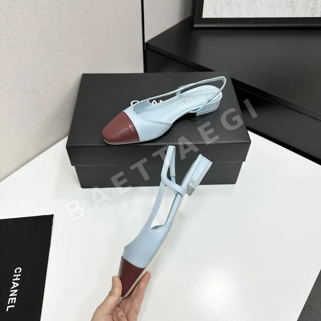 샤넬 클래식 투톤 슬링백 샌들 상세 이미지 3